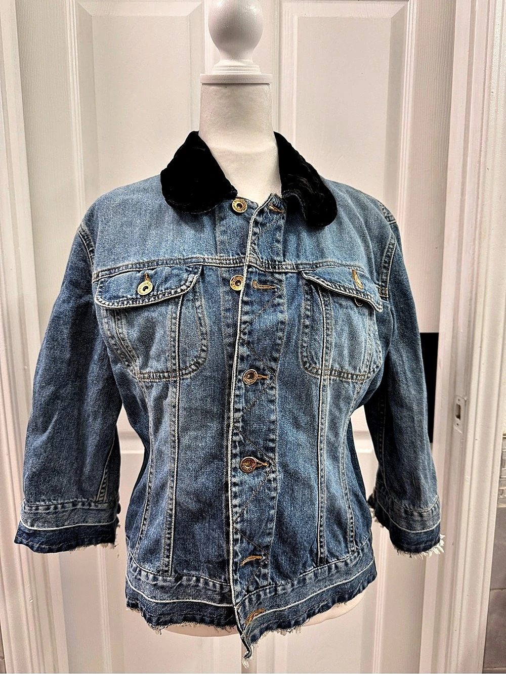 Dolce & Gabbana Denim Jacket Blue & Black Size Large